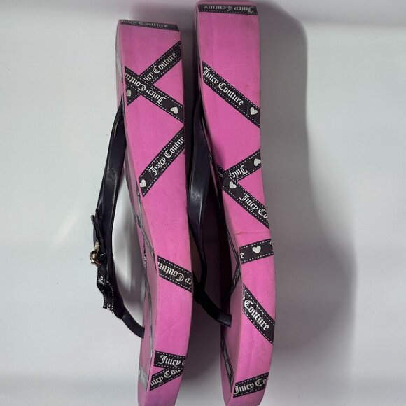 Juicy Couture Pink Charm Platform Flip Flops - Size 9/10 - Picture 4 of 4